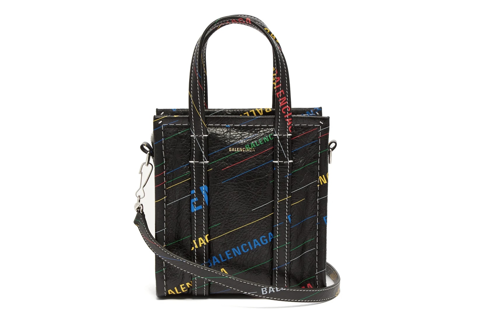 Balenciaga Bazar Shopper Bag XXS Black Leather Multicolored Logo
