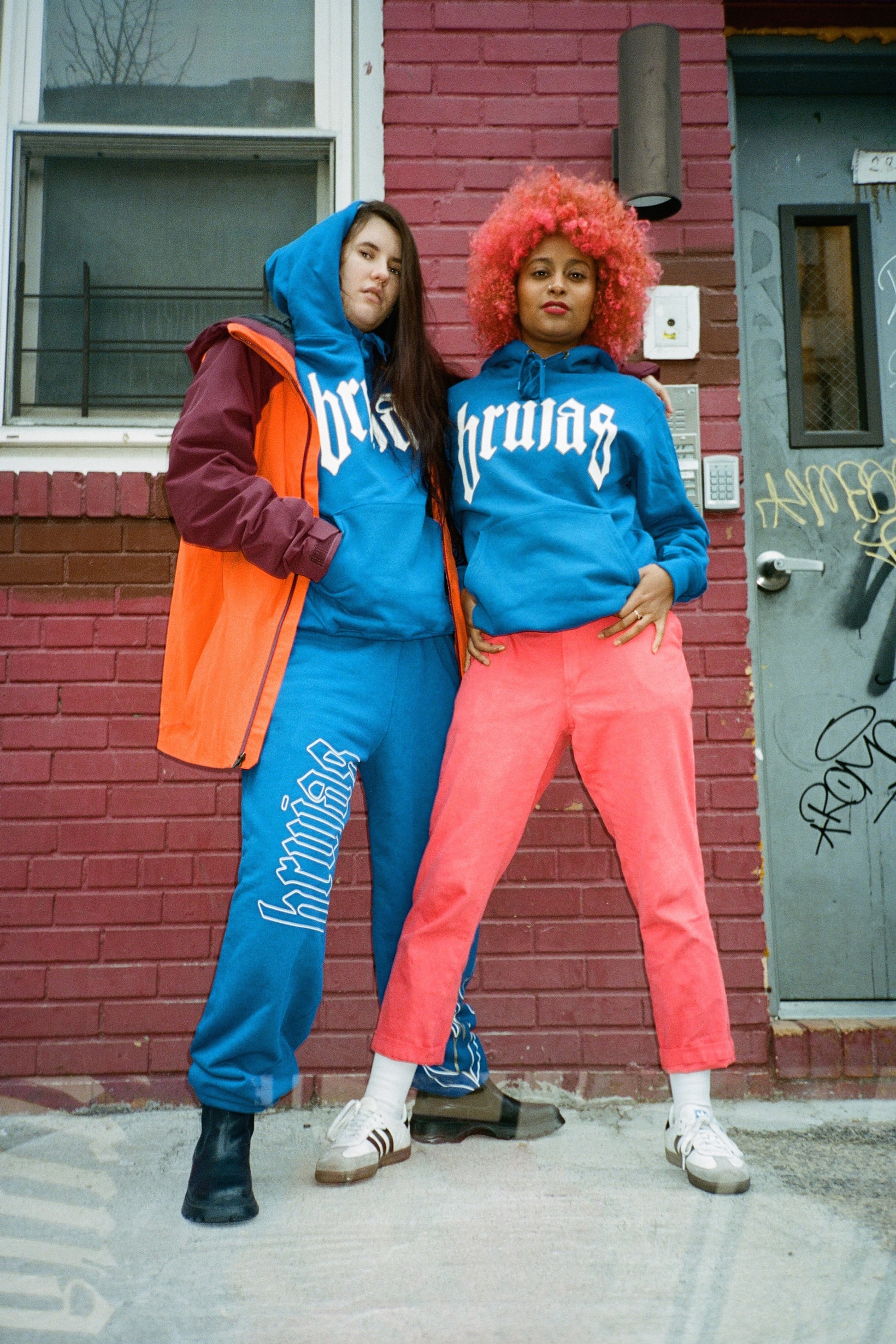 BRUJAS Holiday 2018 No Regrets Campaign Maria Sweatsuits Red Blue