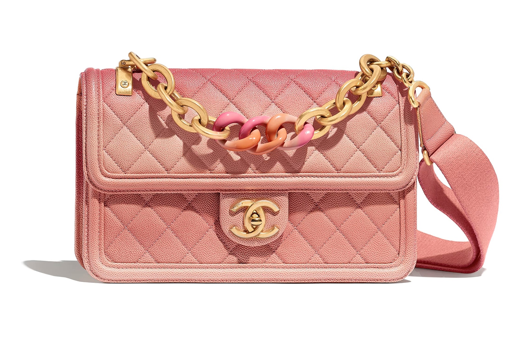 Chanel Coral Pink Ombré Quilted Flap Bag