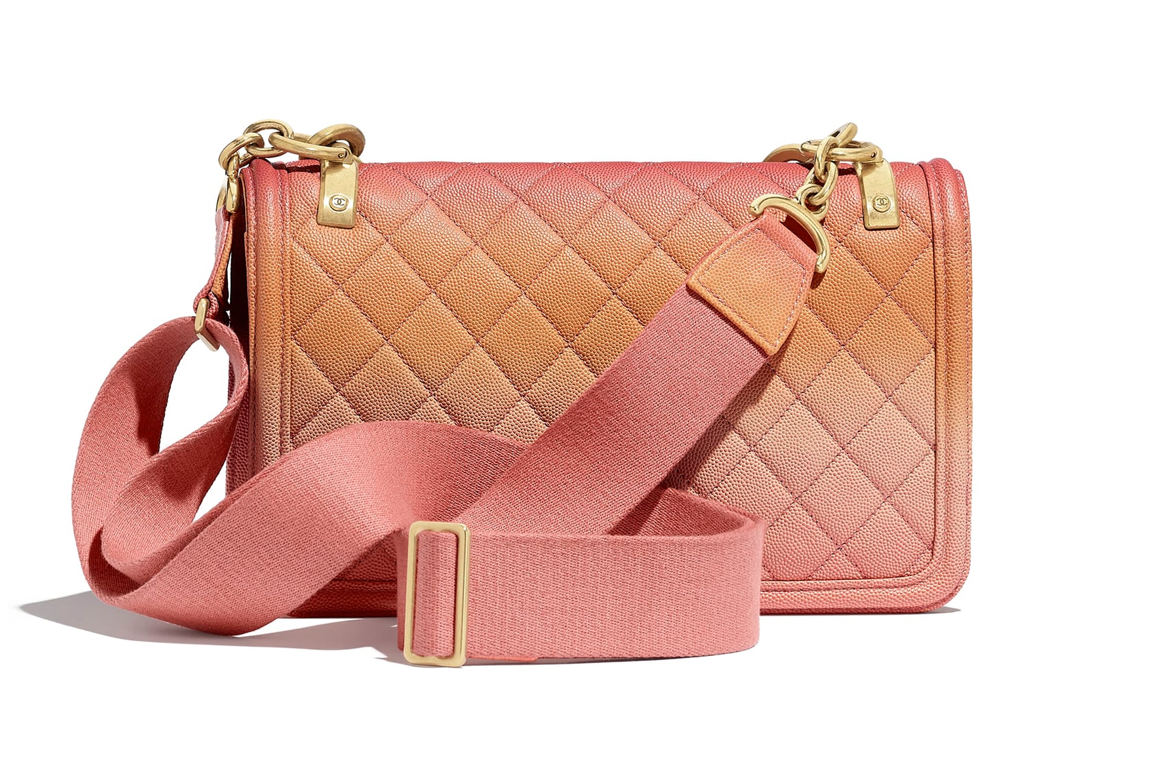 Chanel Living Coral Pink Ombré Gradient Quilted Flap Bag