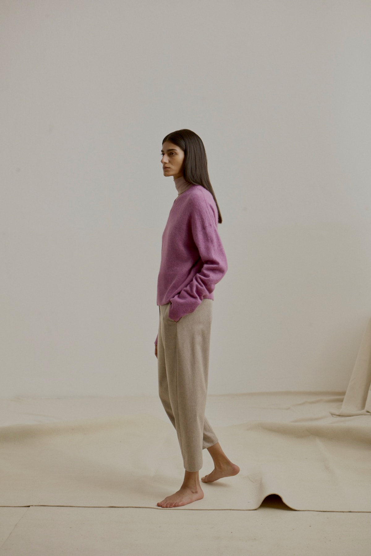 COS Fall Winter 2018 Collection Sweater Purple Trousers Tan