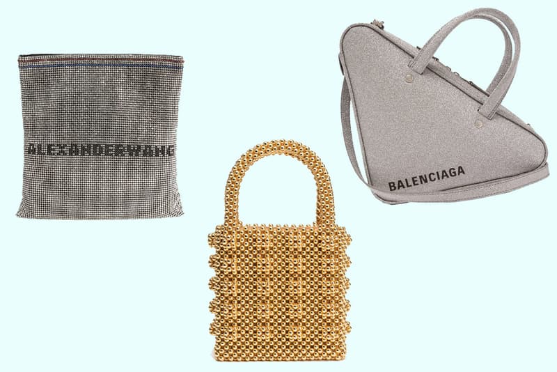 Designer Bags Silver Metallic Glitter Balenciaga Paco Rabanne Shrimps Alexander Wang Christian Louboutin