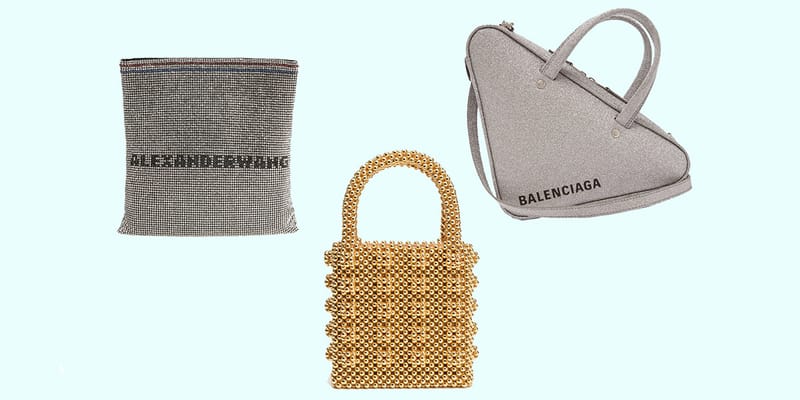 metallic designer bag