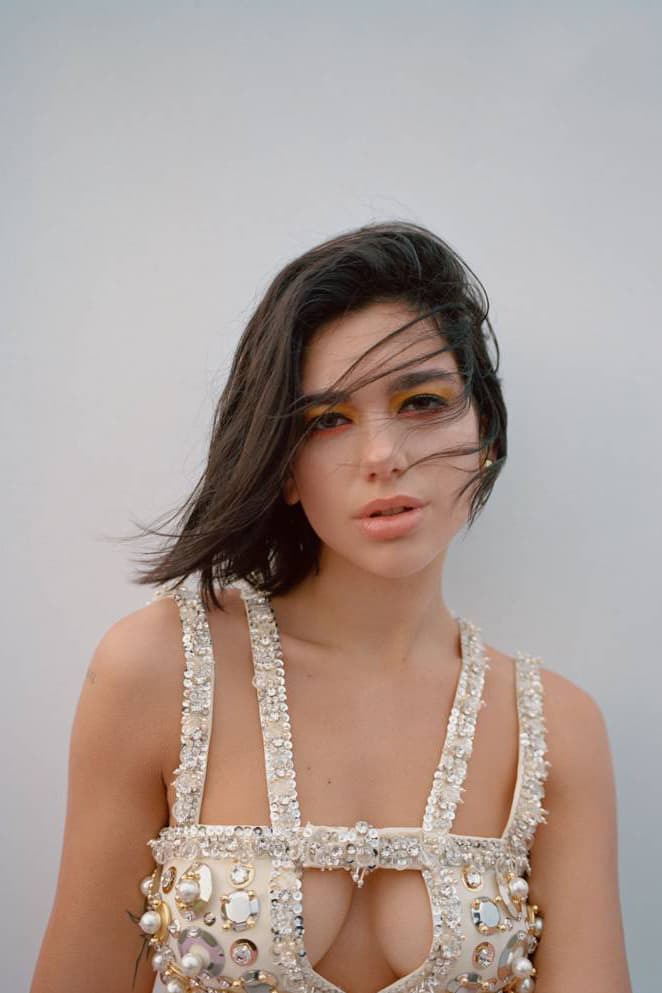 Dua Lipa British Vogue January 2019 Cover Miu Miu Top White