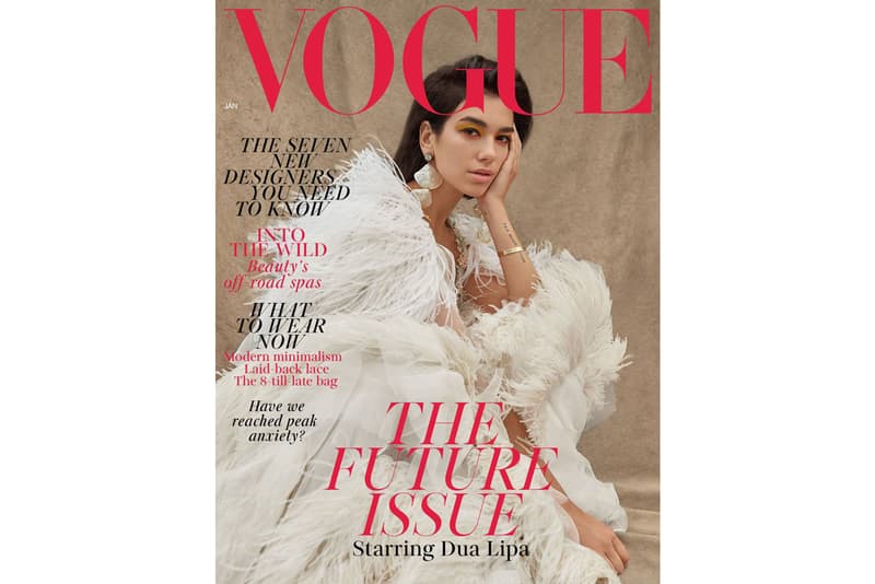 Dua Lipa British Vogue January 2019 Cover Gucci Dress White