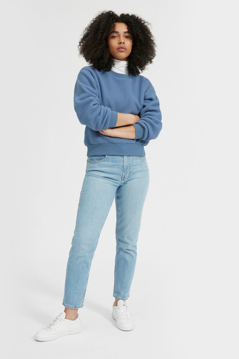Everlane ReNew Fleece Sweatshirt + Authentic Stretch Denim — Living Petite