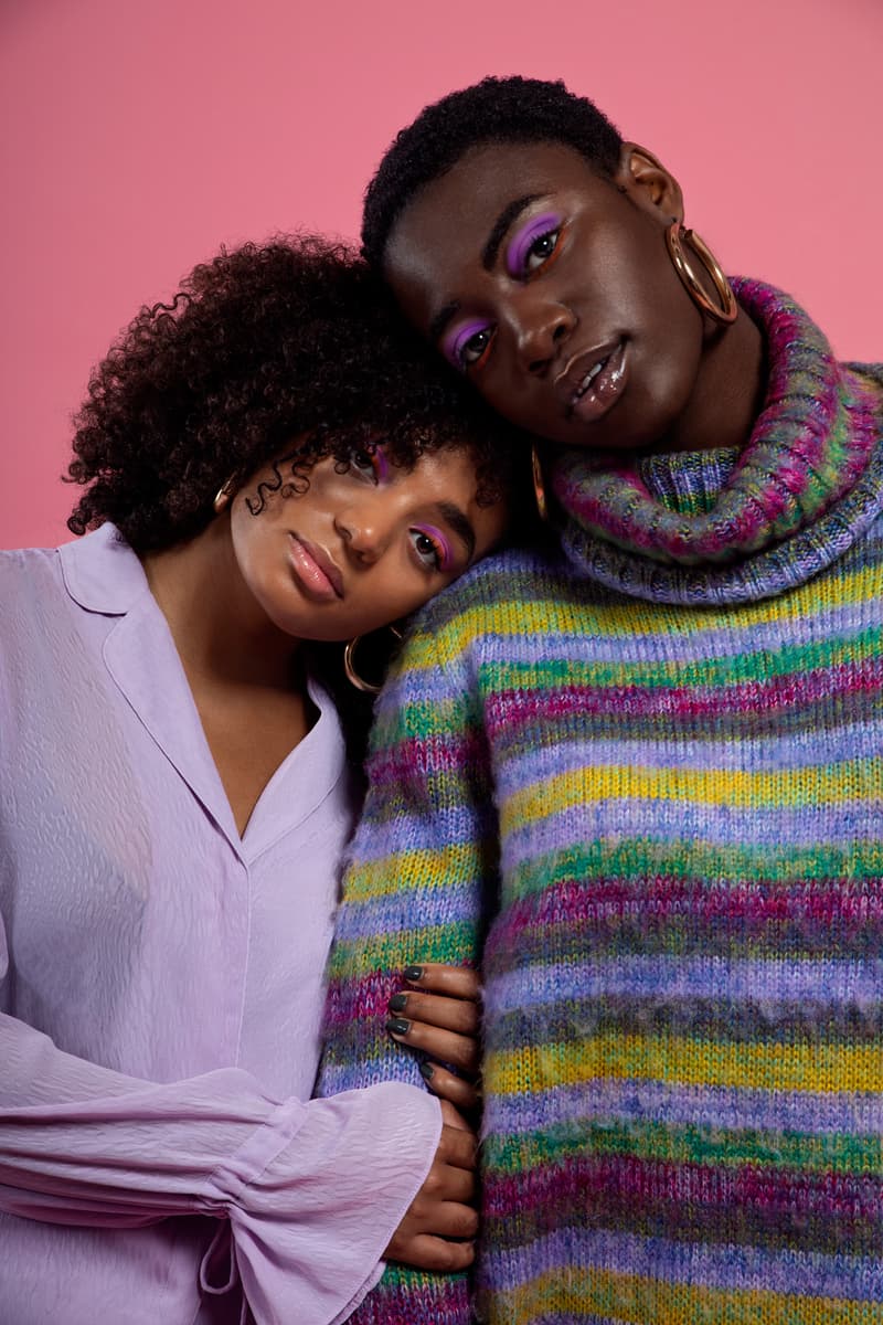 Top Light Purple Turtleneck Sweater Yellow Green Blue