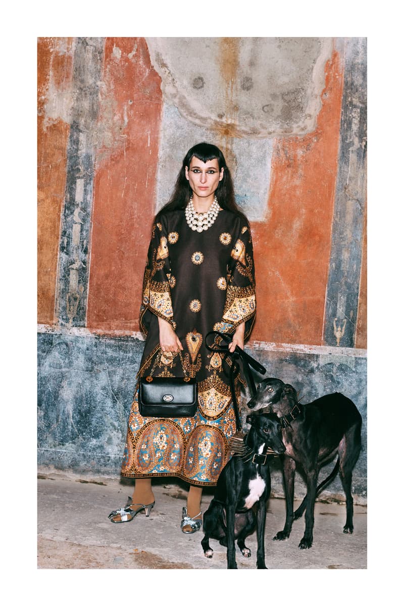 Gucci Pre-Fall 2019 Collection Lookbook Logo Shawl Dress Brown