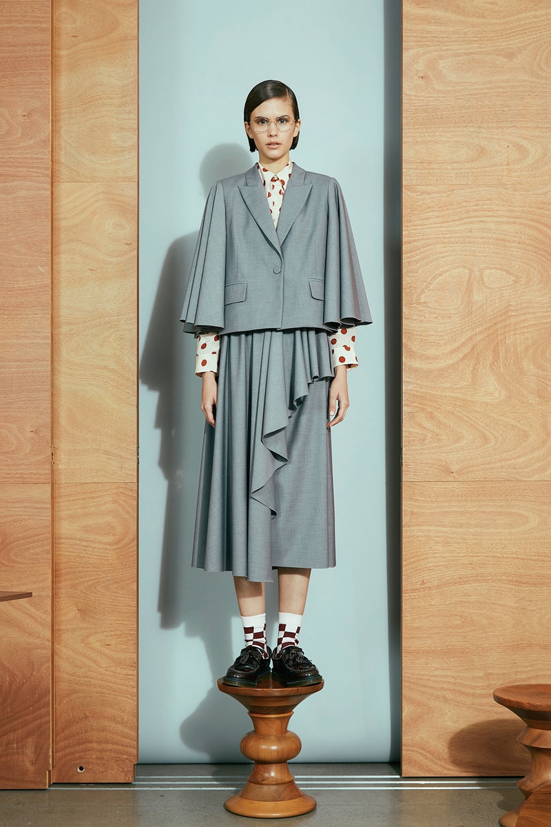 karen walker pre-fall 2019 lookbook suits tweed cardigan wool chess