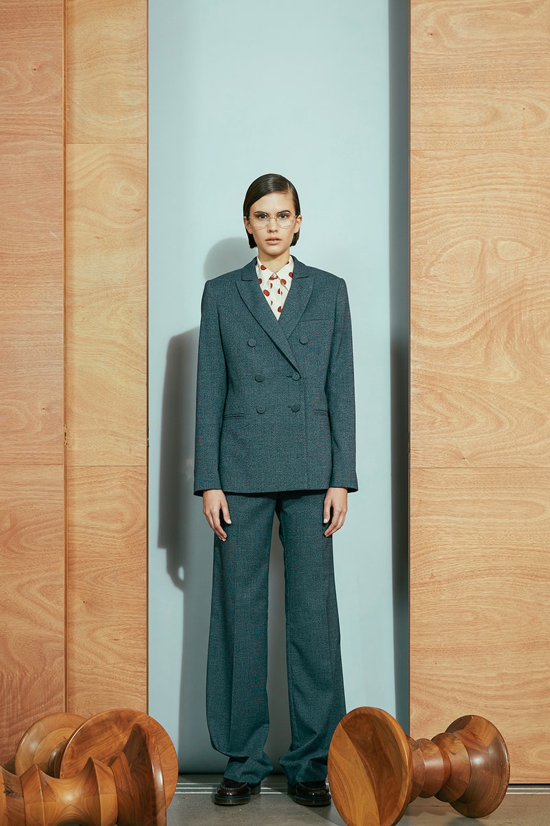 karen walker pre-fall 2019 lookbook suits tweed cardigan wool chess