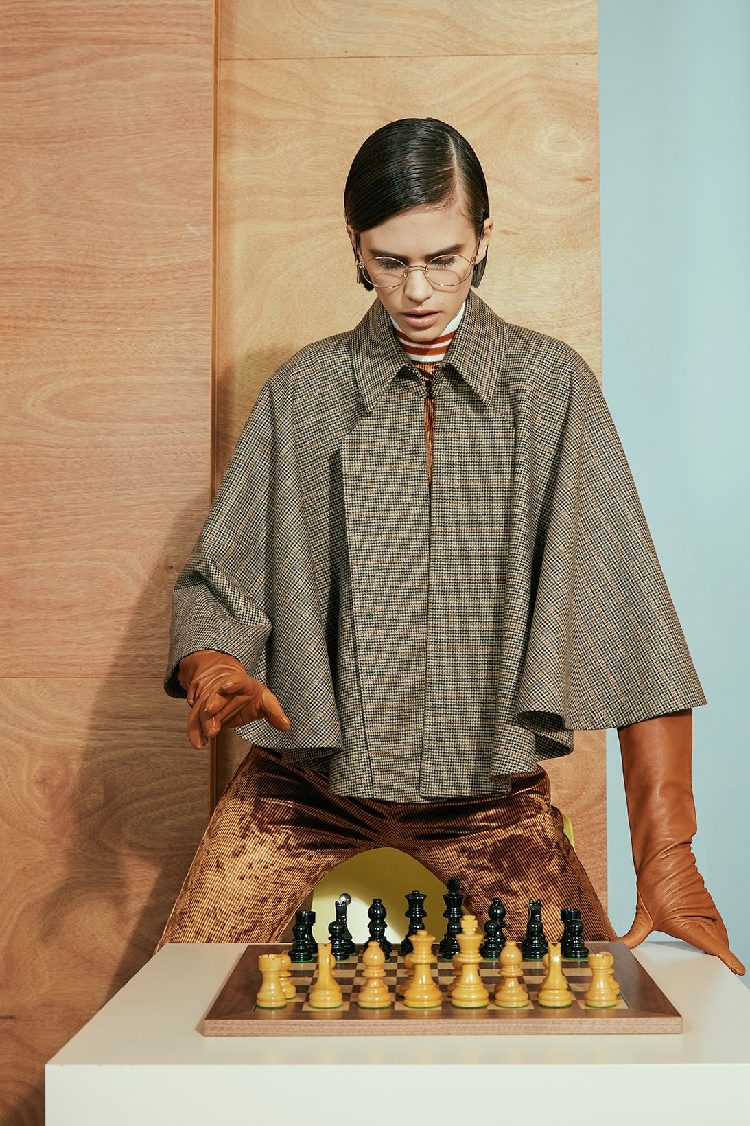 karen walker pre-fall 2019 lookbook suits tweed cardigan wool chess