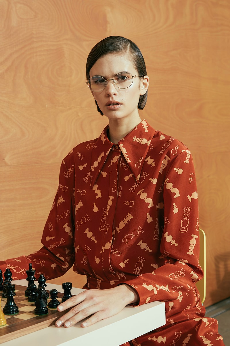 karen walker pre-fall 2019 lookbook suits tweed cardigan wool chess