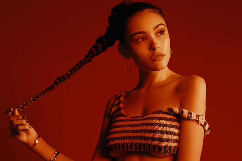 Madison Beer Red Knorts Crop Top Bra Bralette Braid Ponytail Singer Mat Abad Badboi Editorial 2018