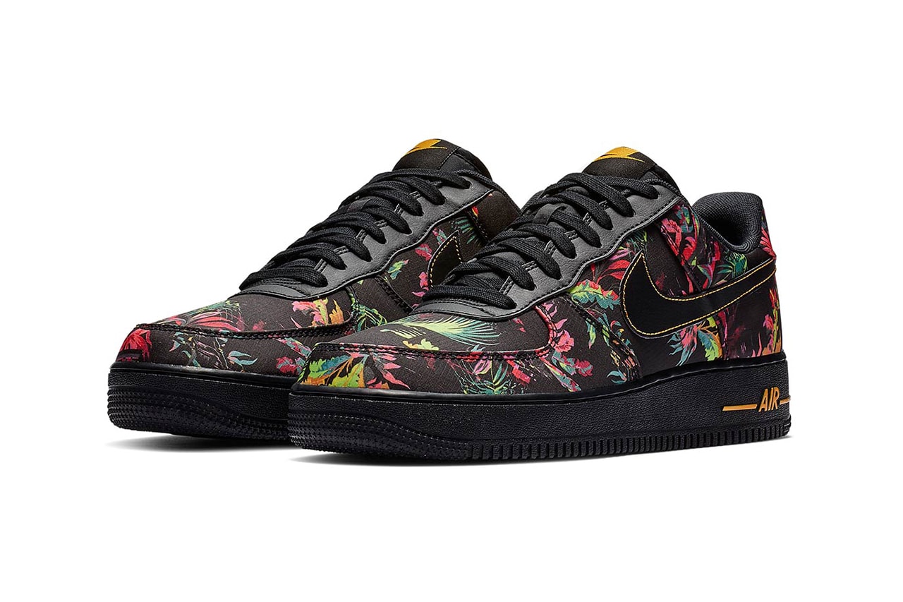 Nike Air Force 1 Black Tropical Floral Sneakers Trainers