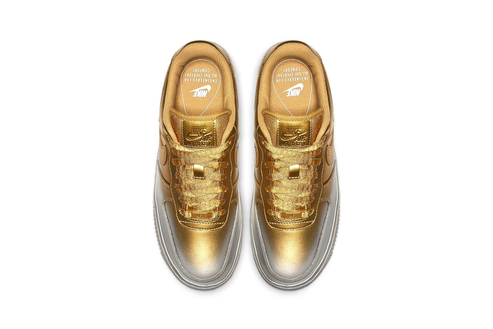 Nike Air Force 1 Gold Silver Paint