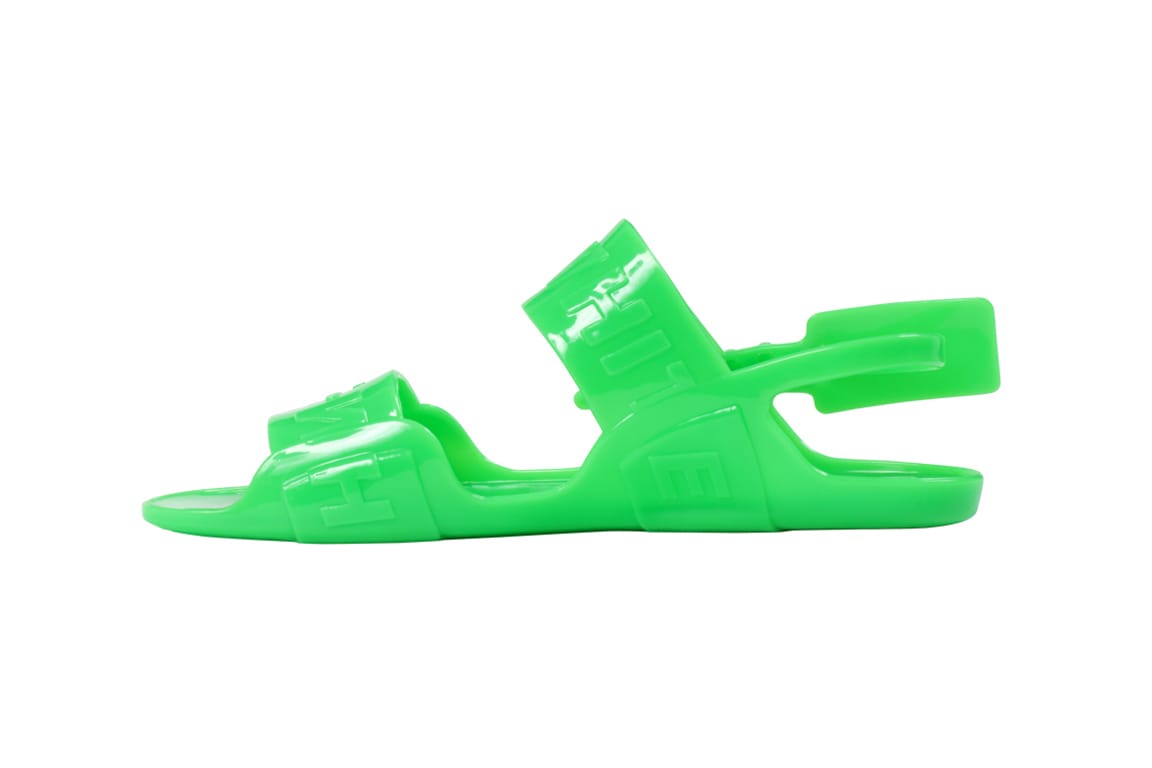 off white jelly sandals green