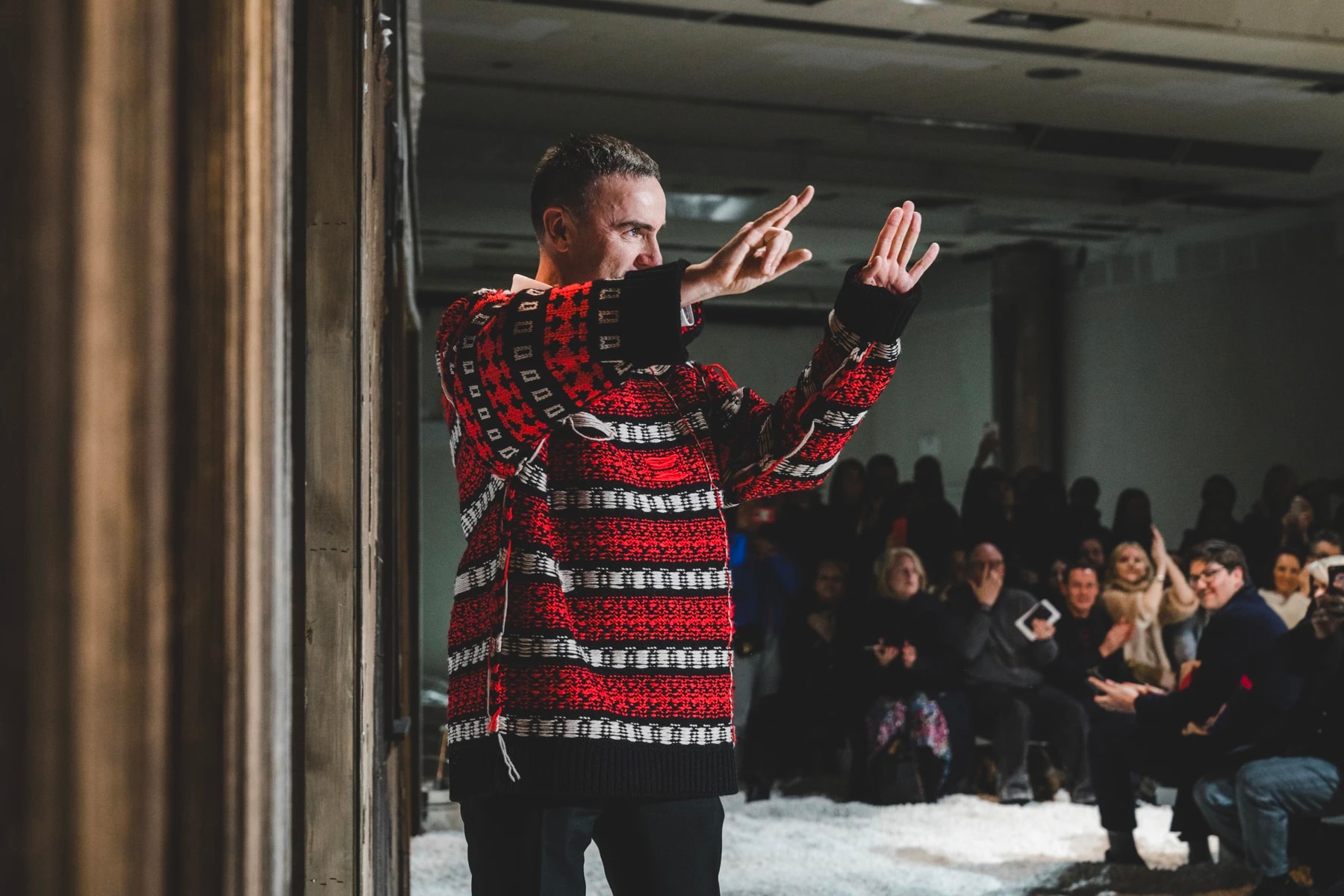 Raf Simons Fall Winter 2018 Runway Show New York Fashion Week Finale Red Black Sweater