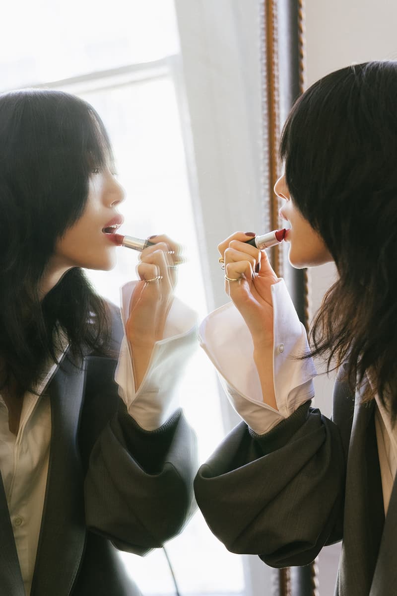 Sora Choi Korean Model Makeup Skincare Beauty Essentials Red Lip Black Hair Asian Supermodel mac cosmetics red lipstick ruby woo