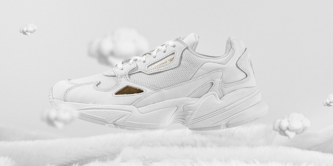 Adidas originals falcon sneakers in white and gold Clearance