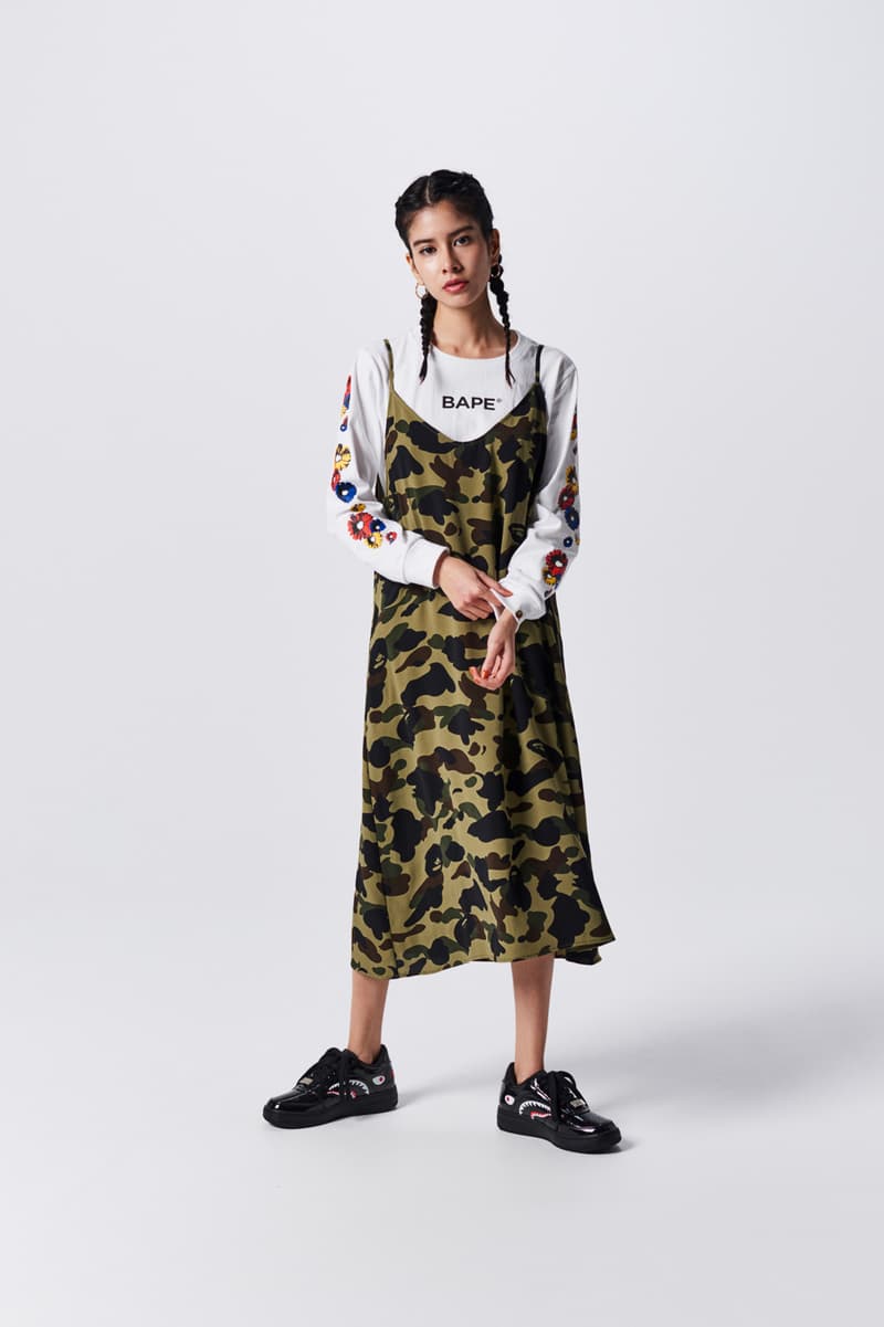 A Bathing Ape Spring Summer 2019 Collection Lookbook Slip Dress Green Black Shirt Grey