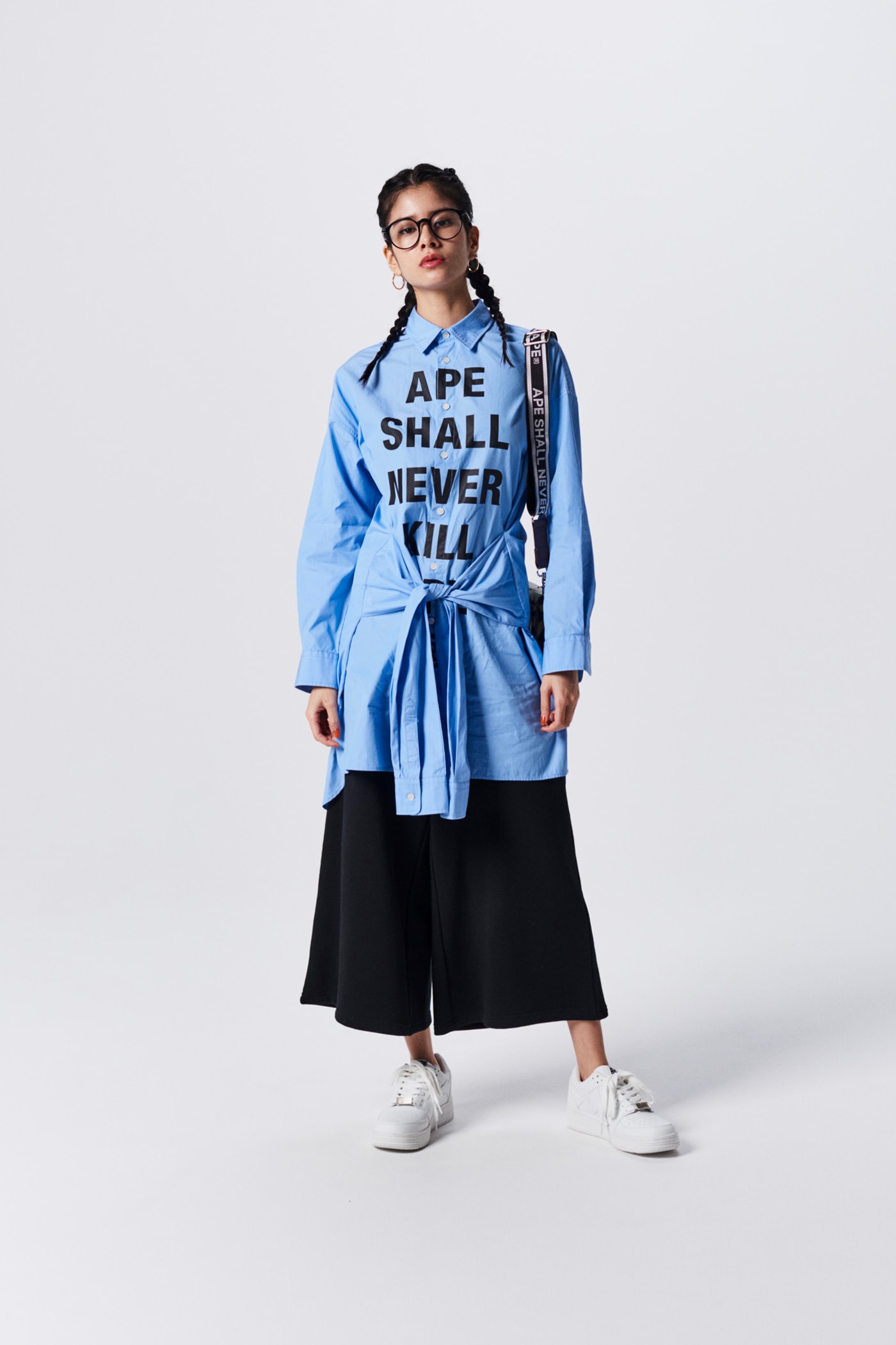 A Bathing Ape Spring Summer 2019 Collection Lookbook Collared Shirt Blue Culottes Black