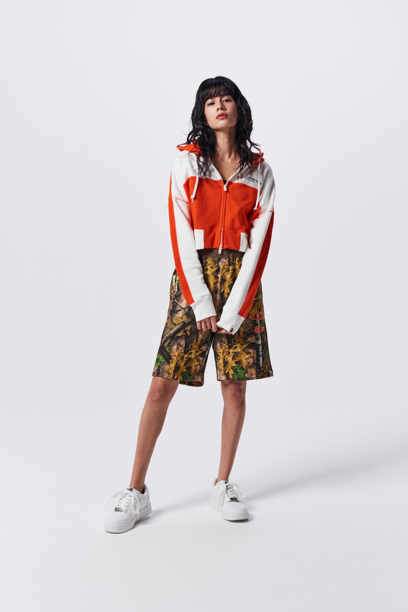 A Bathing Ape Spring Summer 2019 Collection Lookbook Long Sleeved Shirt Orange White Shorts Brown