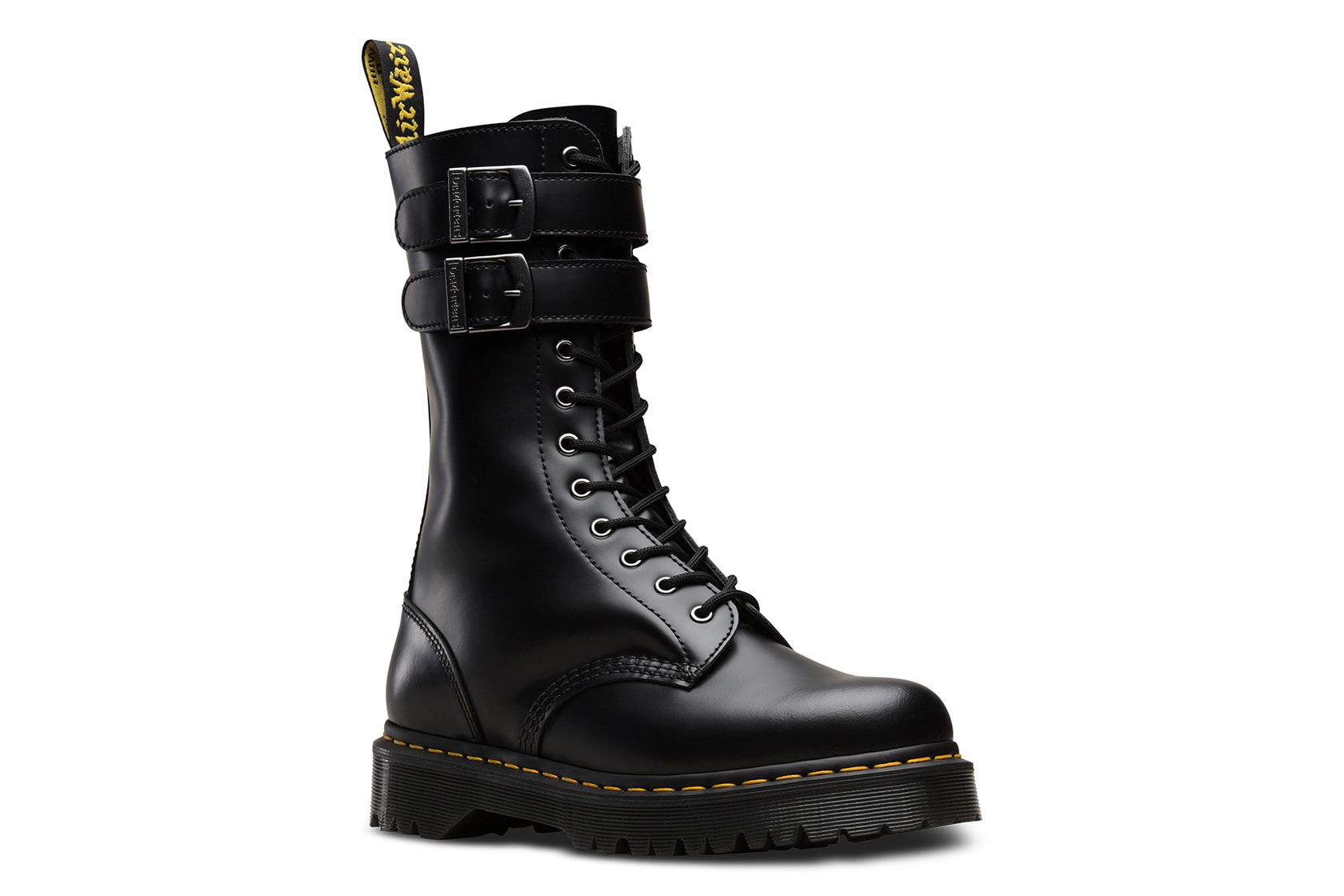 Dr. Martens Hardware Platform Boots Shoes Black Leather Caspian Sinclair Caraya Pisa