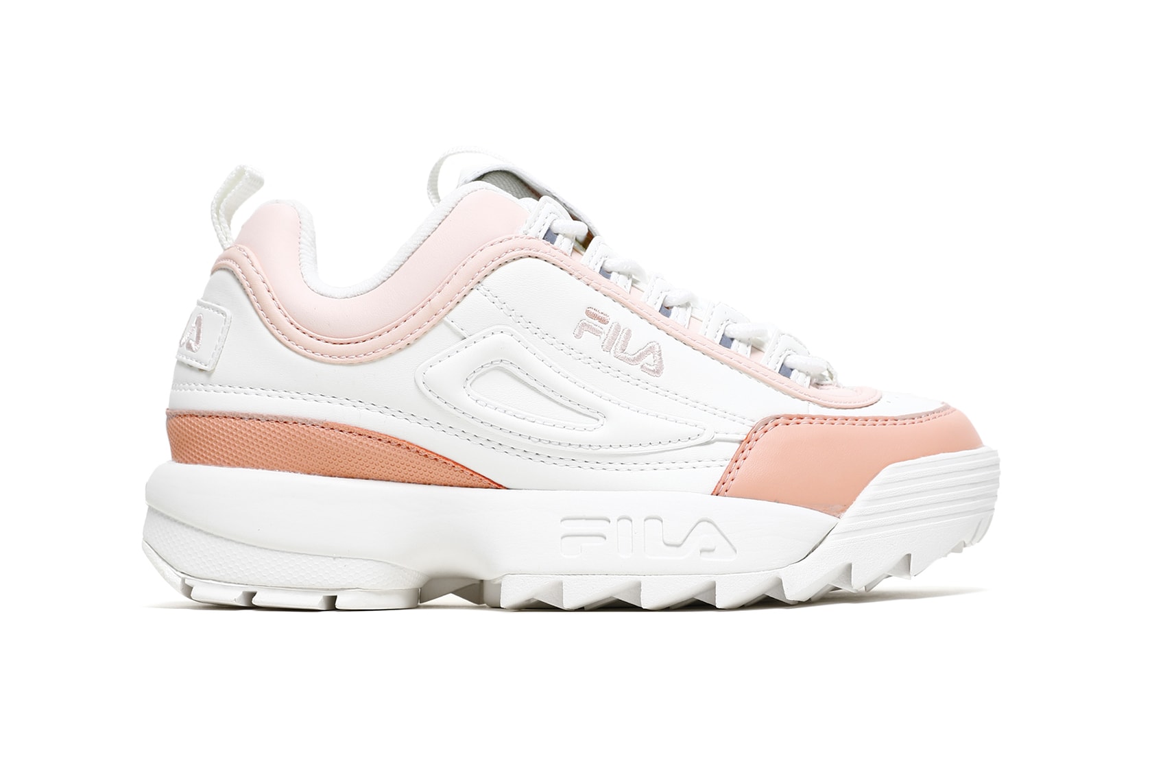 FILA Disruptor Low Blush Pink Salmon Marshmallow White Chunky Sneakers Trainers