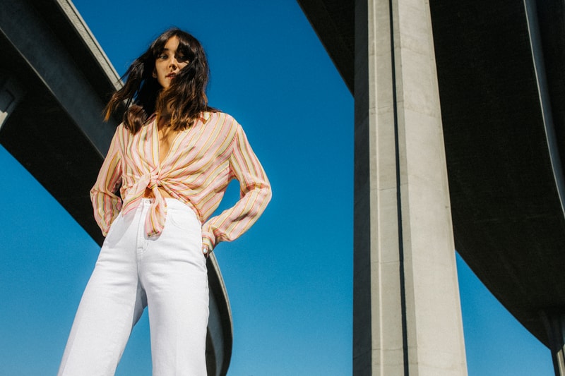 J Brand Spring 2019 Campaign Top Yellow Pink Pants White