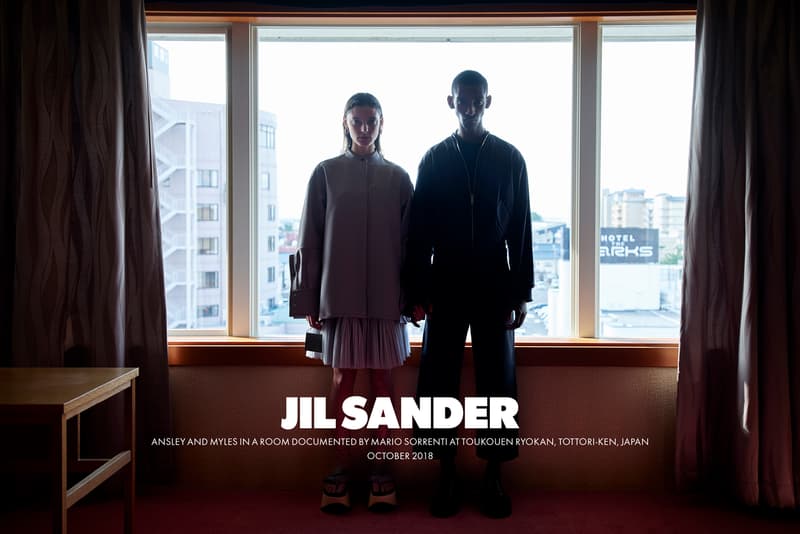 Jil Sander Spring Summer 2019 Campaign Top Grey Skirt Purple Jacket Pants Black