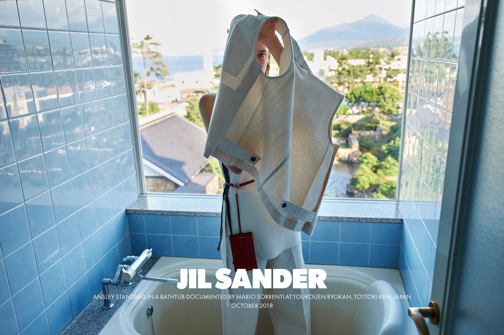 Jil Sander Spring Summer 2019 Campaign Vest Pants Tan Belt Bag Brown
