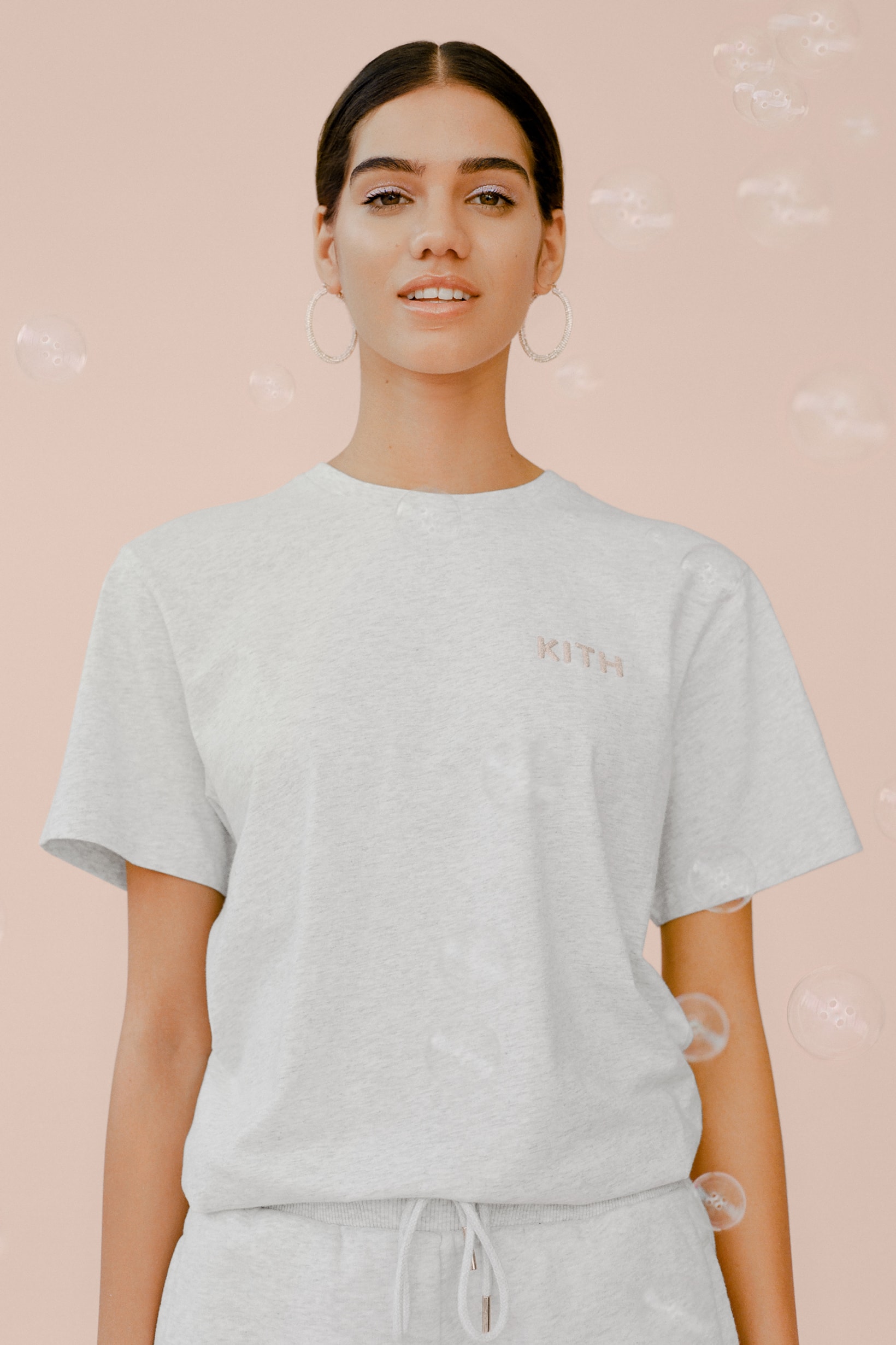 kith Women Glitter Shirt Sweatpants Heather Grey