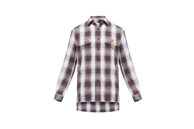 LOEWE Eye Nature Collection Collared Shirt Plaid White Red