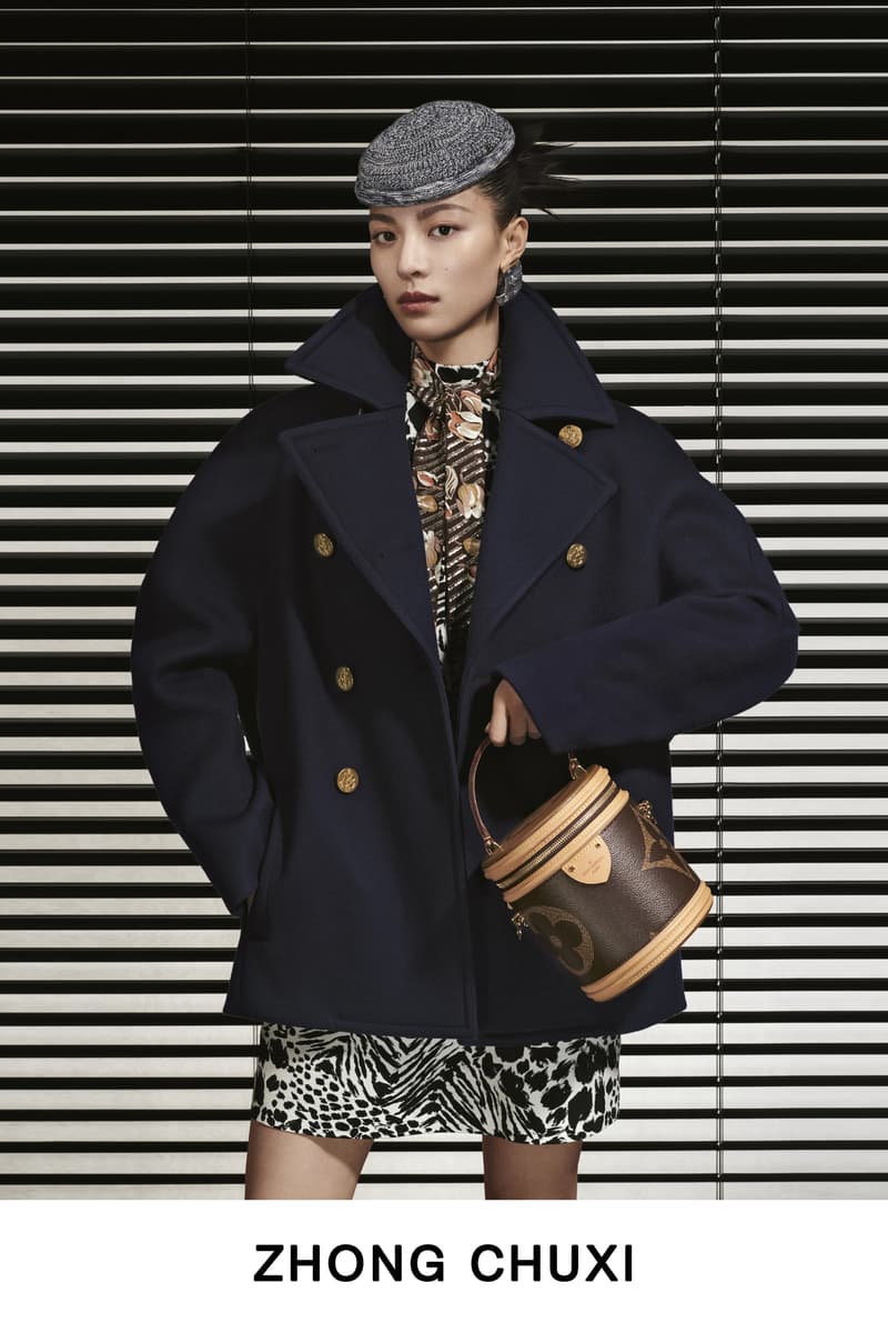 Louis Vuitton Pre-Fall 2019 Lookbook Zhong Chuxi Jacket Navy Hat Grey