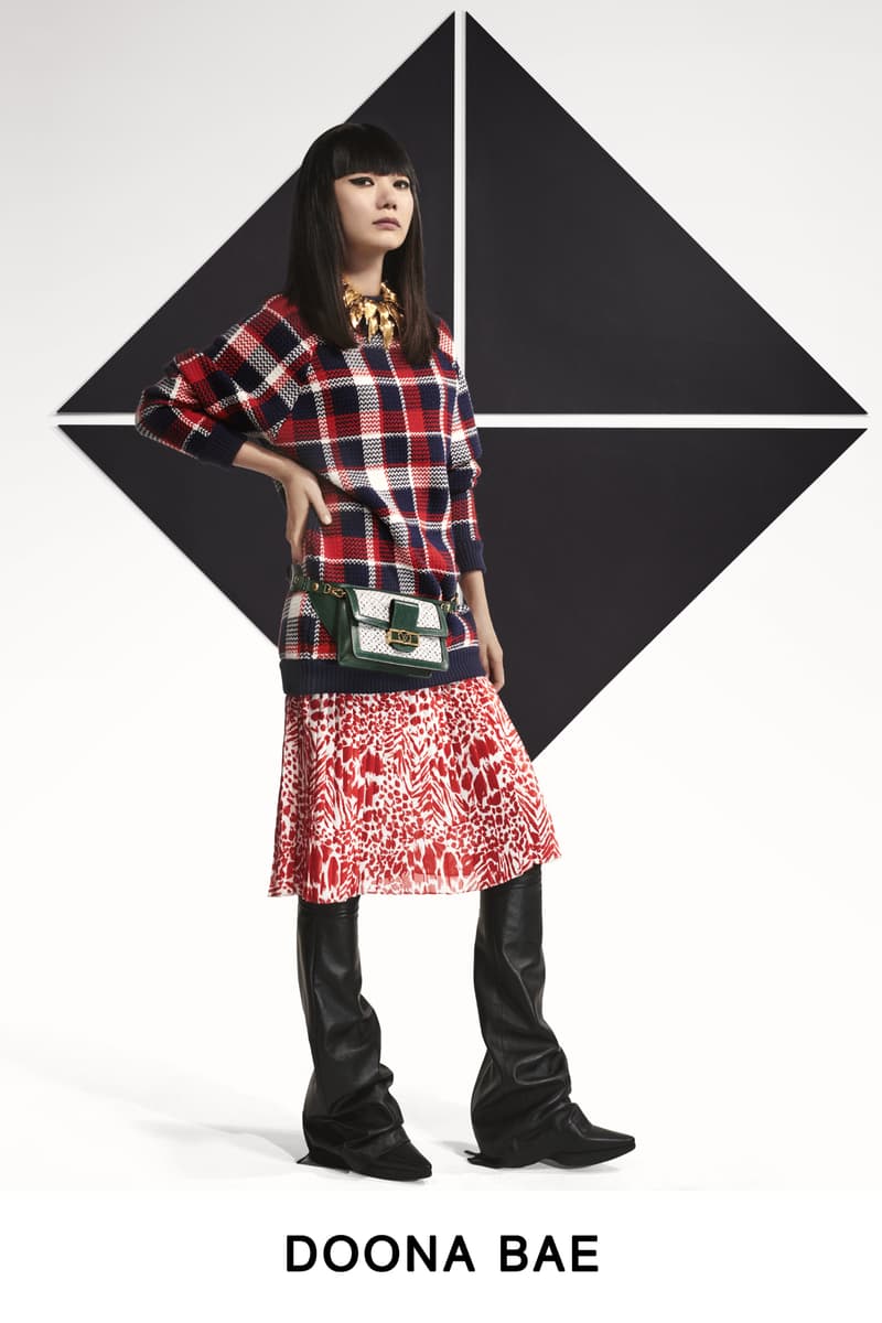 Louis Vuitton Pre-Fall 2019 Lookbook Doona Bae Top Skirt Red White