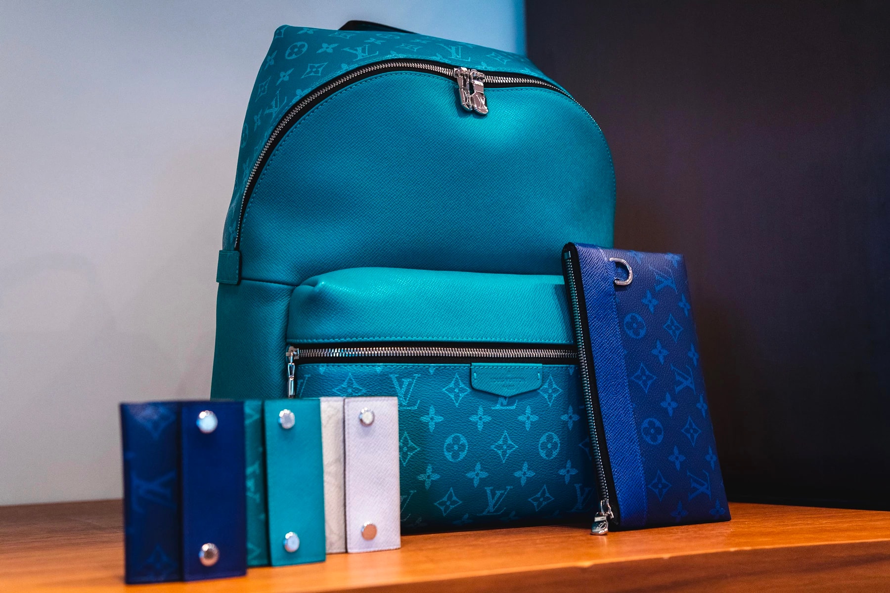 louis vuitton virgil abloh ss19 spring summer 2019 menswear blue backpack wallet monogram