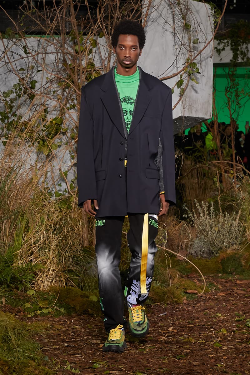 Off-White Virgil Abloh Fall Winter 2019 Paris Fashion Week Show Collection Backstage Shirt Green Blazer Black