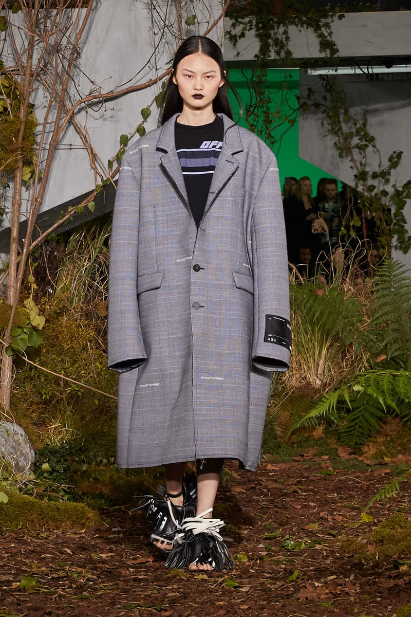 Off-White Virgil Abloh Fall Winter 2019 Add this to your skincare lineup now Show Collection Backstage Oversized Coat Grey