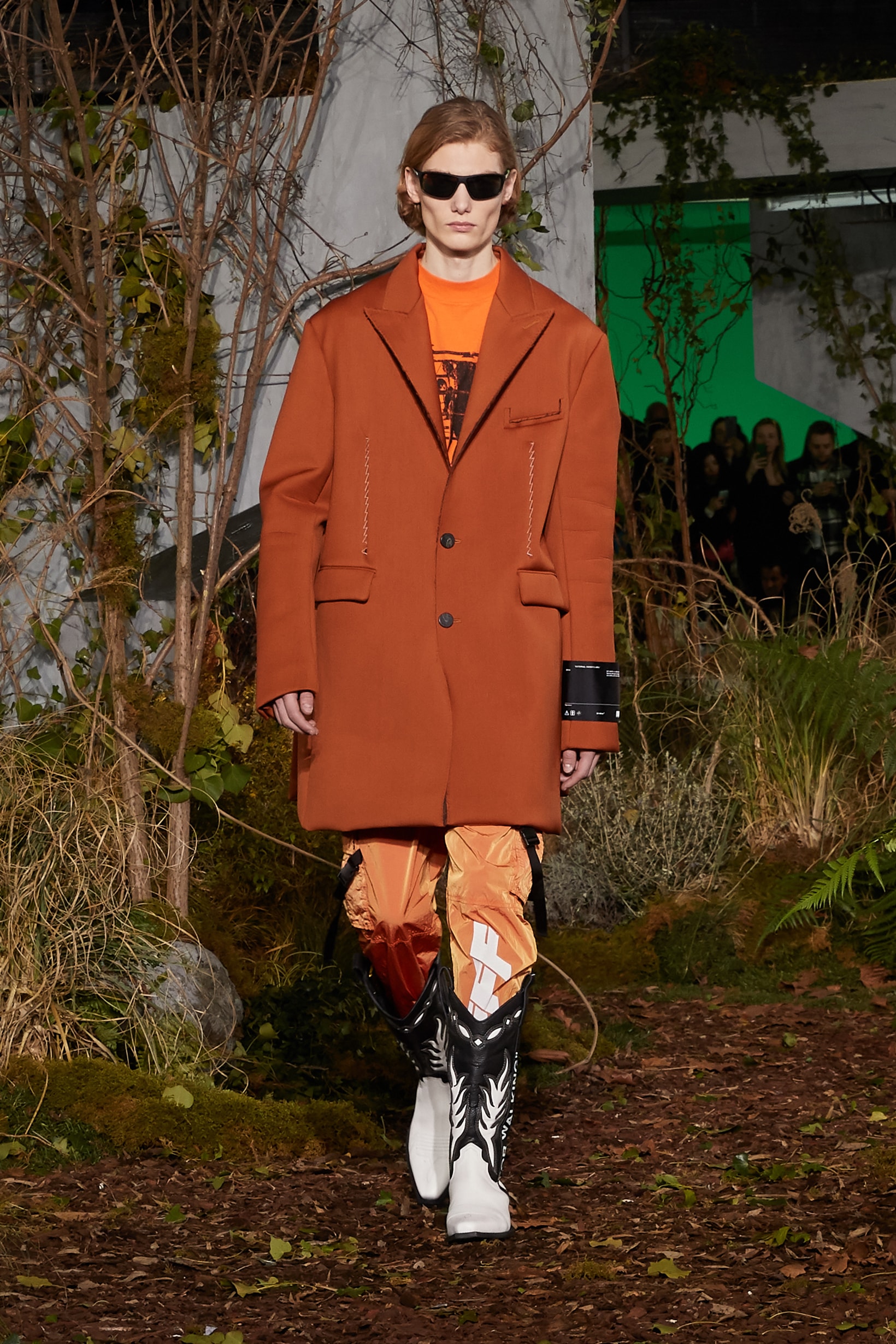Off-White Virgil Abloh Fall Winter 2019 Paris Fashion Week Show Collection Backstage Blazer Pants Orange