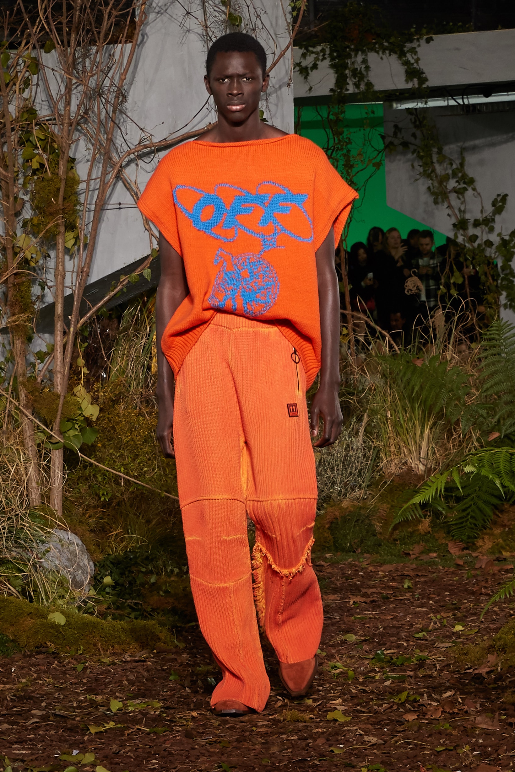 Off-White Virgil Abloh Fall Winter 2019 Paris Fashion Week Show Collection Backstage Sweater Pants Orange