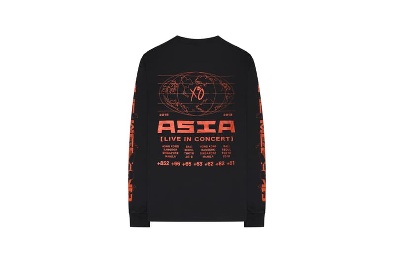 The Weeknd Asia Tour Merch Collection Long Sleeved T-shirt Black