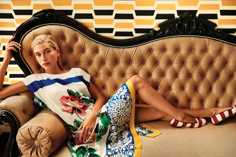 Weekend Max Mara Spring Summer 2019 Campaign Hailey Baldwin Dress White Blue Shoes Red