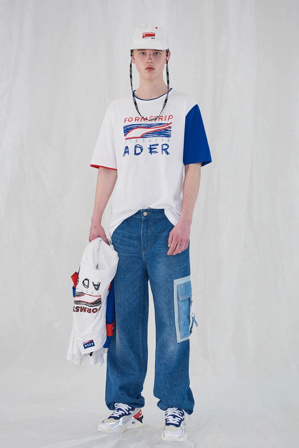 Ader Error x PUMA Spring Summer 2019 Lookbook T-shirt White Jeans Blue
