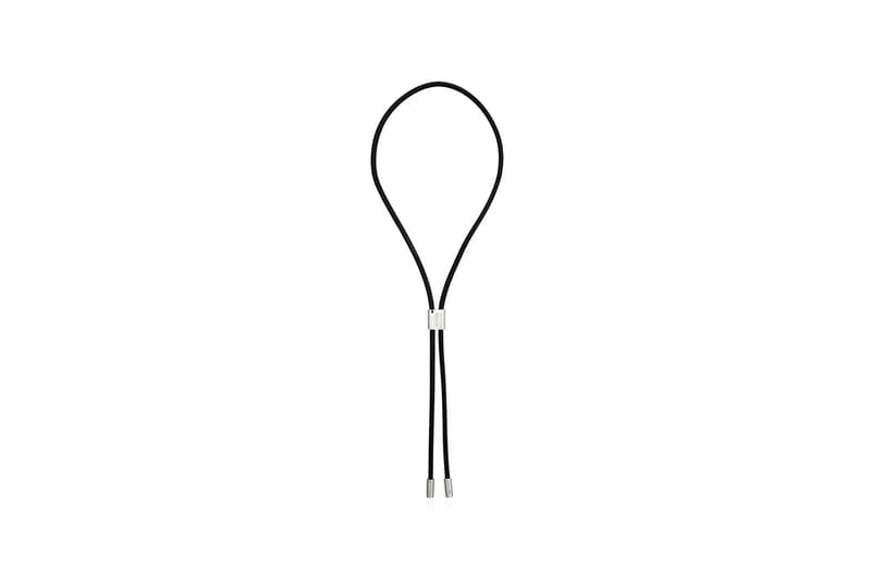 AMBUSH Black Embossed Silver Clasp Leather Bolo Tie