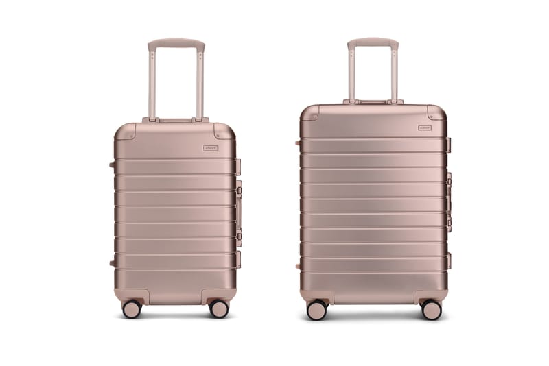 away luggage rose gold aluminum