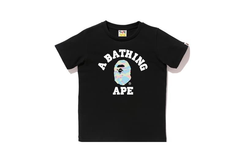 BAPE Pastel Camouflage Collection APE Head T-shirt Black Blue