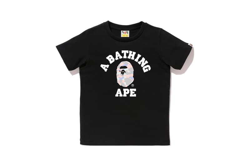 BAPE Pastel Camouflage Collection APE Head T-shirt Black Pink