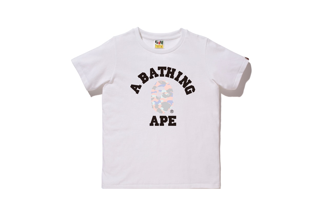 BAPE Pastel Camouflage Collection APE Head T-shirt White Pink