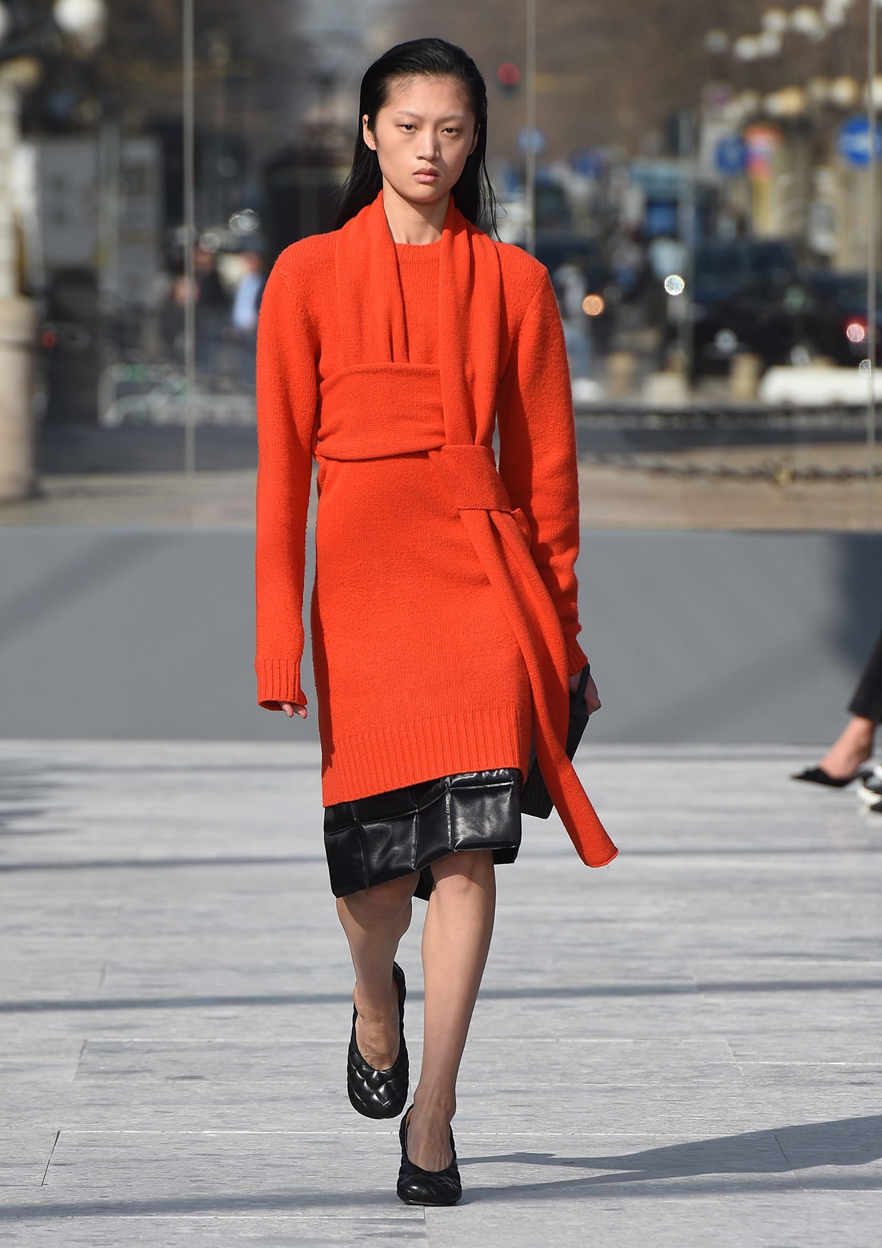 Bottega Veneta Milan Fashion Week Fall Winter 2019 FW19 Daniel Lee Debut Runway Show red orange sweater dress