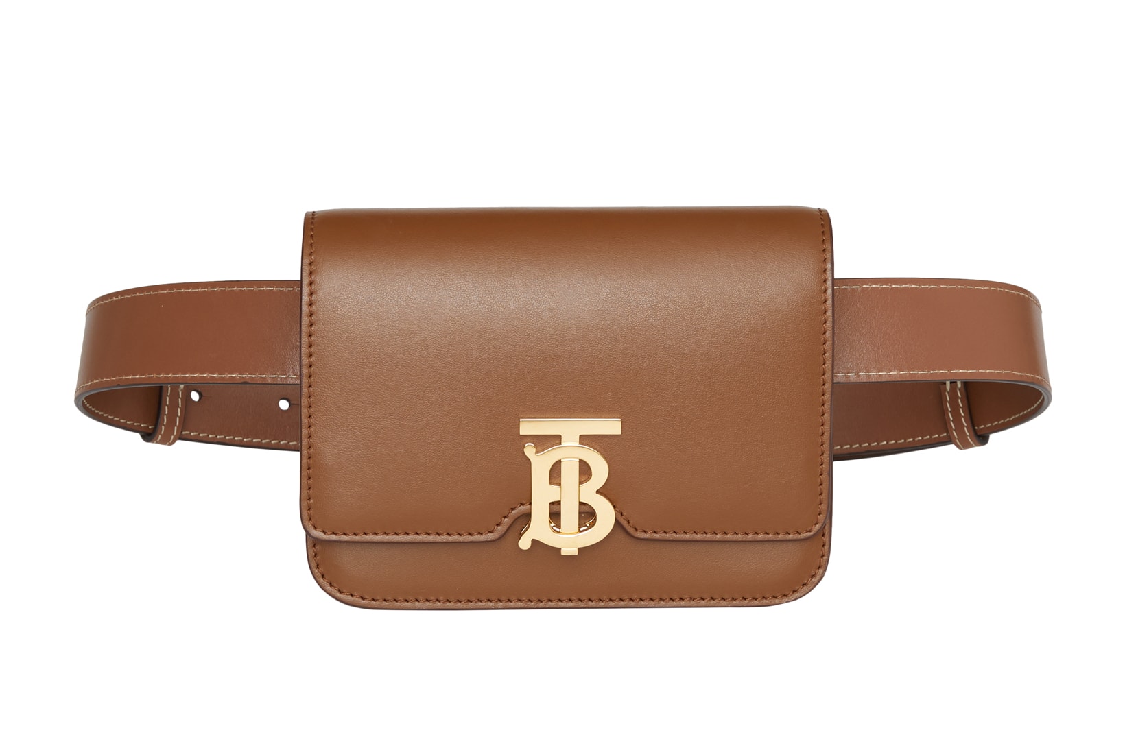 Burberry Leather Belted TB Bag Malt Brown